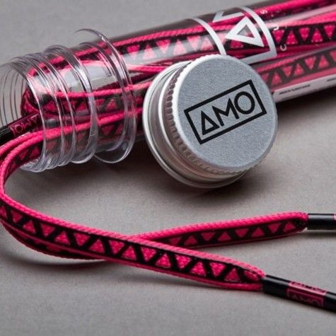 AMO Grip voetbal veters 100cm roze/zwart 105837
